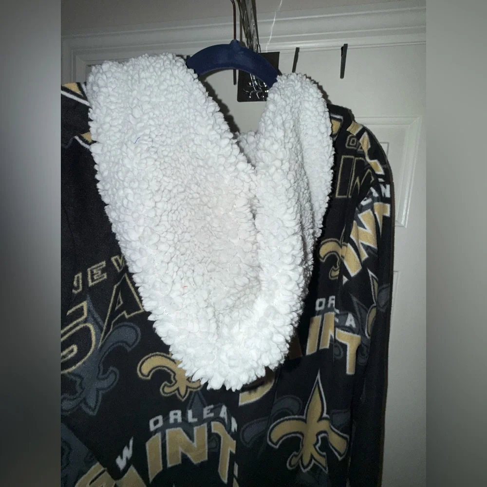 New Orleans Saints NFL Sherpa Lined Hooded Onesie Sleepwear Size L